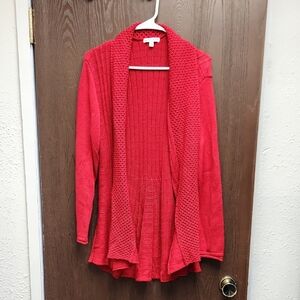 Notations Vibrant Red Open Front Cardigan
